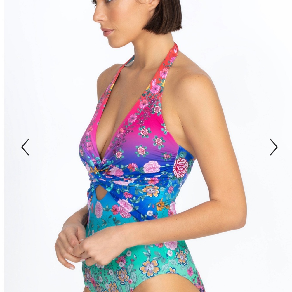 NEW! Johnny Was Sample Tag One‎ Piece Keyhole Swimsuit Size Small - Picture 2 of 7
